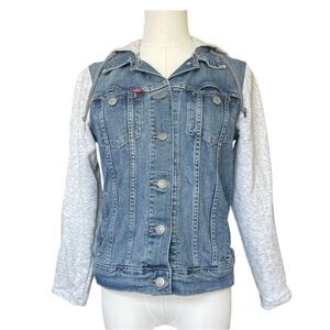 Levi's Women's Blue Denim Trucker Jacket with Gray Sleeves
